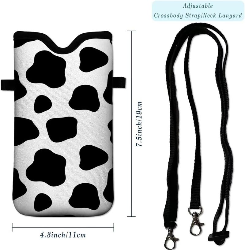 FREZORA Cell Phone Sleeves Bag Case Crossbody Neoprene Holder Lanyard Phone Pouch for Women Men 7.5 X 4.5 Inches - Diary Cattle - Image 4